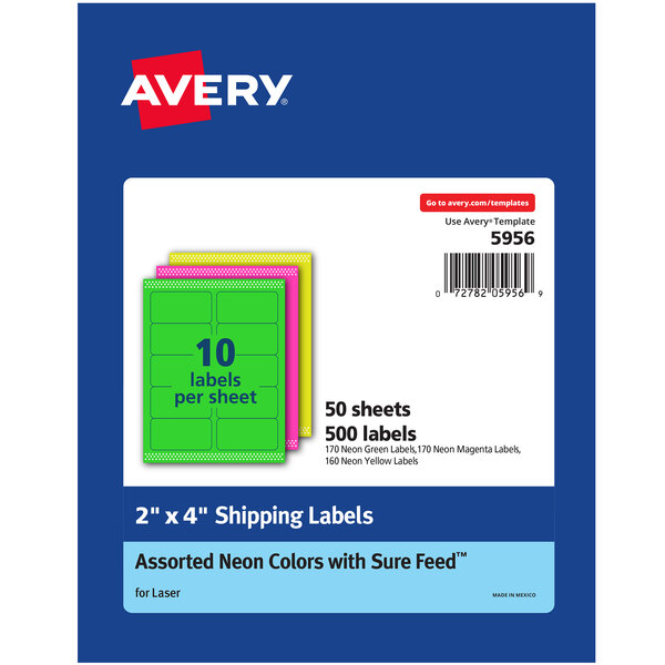 Avery® 2" x 4" Assorted Neon Shipping Labels - 500/Box