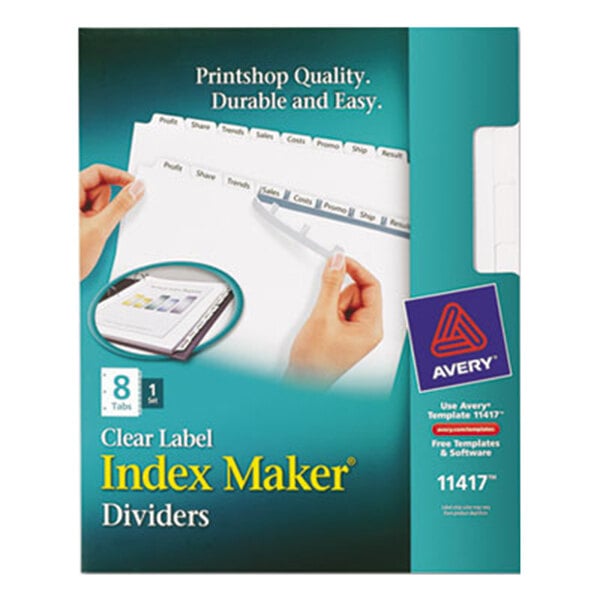 Avery® 11417 Index Maker 8-Tab White Divider Set with Clear Label Strip