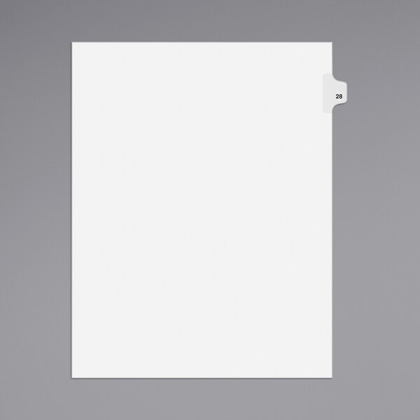 A white file with a white paper tab and black number 28 text.