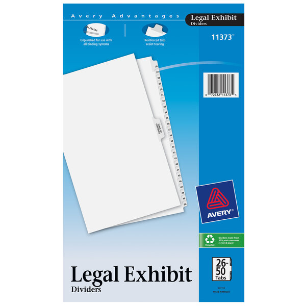 Avery® 11373 Premium Collated 26-50 Side Tab Table of Contents Legal Exhibit Dividers
