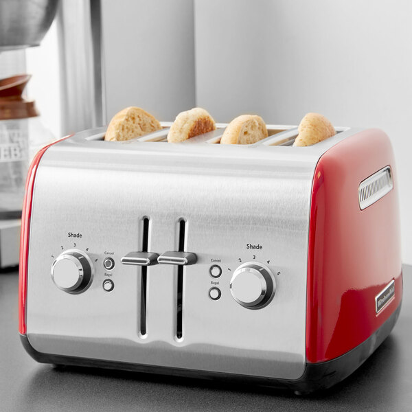 Modish skrue Hejse KitchenAid KMT4115ER Empire Red Four Slice Toaster with Manual Lift