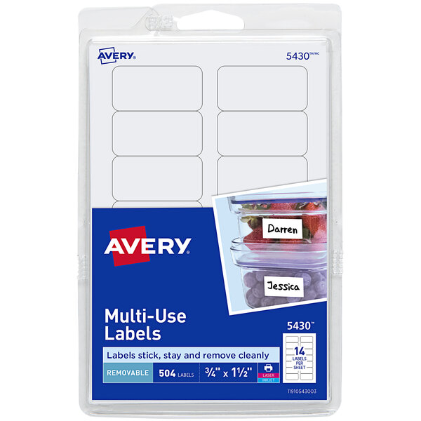Avery® 5430 3/4" x 1 1/2" White Rectangular Removable Write-On / Printable Labels - 504/Pack