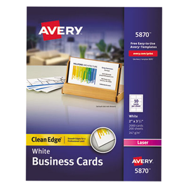 Avery® 5870 2" x 3 1/2" Uncoated White Clean Edge Business Cards - 2000/Pack