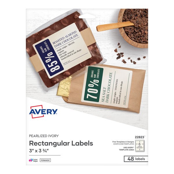 Avery® 22823 3" x 3 3/4" Pearlized Ivory Rectangular Print-to-the-Edge Labels - 48/Pack