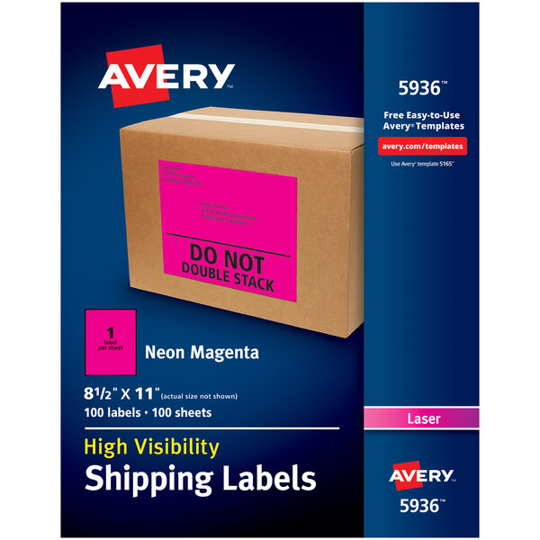 Avery® 8 1/2" x 11" Neon Magenta Shipping Labels - 100/Box