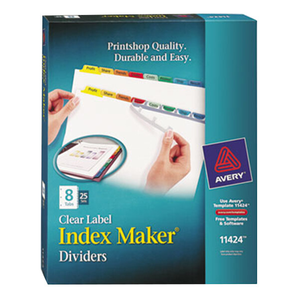 Avery® 11424 Index Maker 8-Tab Multi-Color Divider Set with Clear Label Strip - 25/Pack