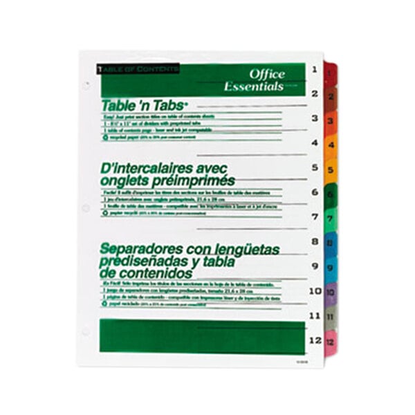 Avery® Office Essentials 11673 Table 'n Tabs Multi-Color 12-Tab Dividers