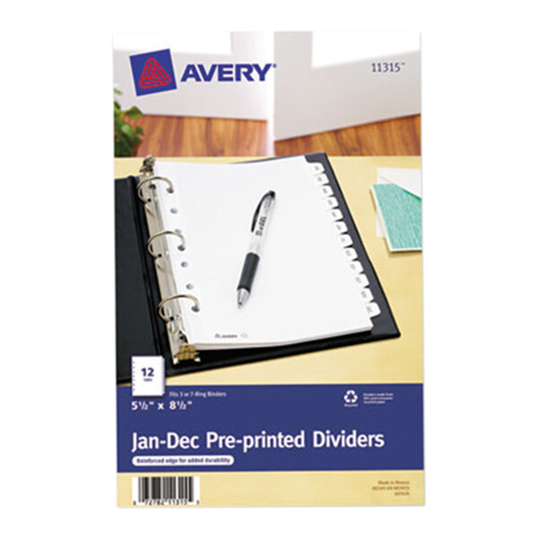 Avery® 11315 Mini Pre-Printed 12-Tab Jan-Dec Dividers