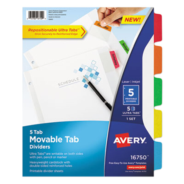 Avery® 16750 5-Tab Movable Tab Dividers