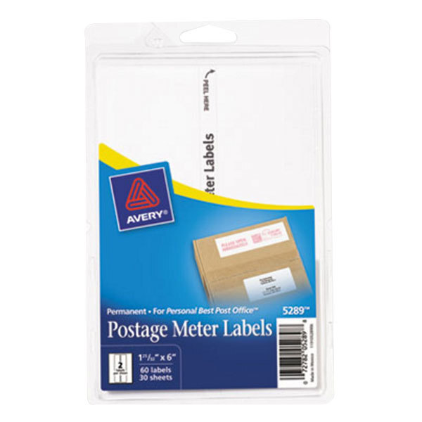 Avery® 5289 1 25/32" x 6" White Rectangular Postage Meter Label - 60/Pack