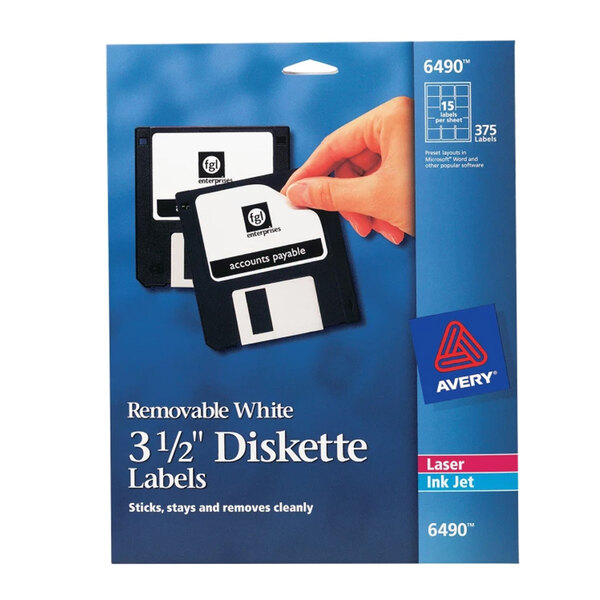 Avery® 6490 3 1/2" White Diskette Labels - 375/Pack