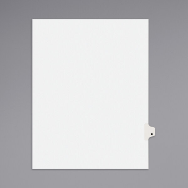 A white file folder with Avery U side tab divider.