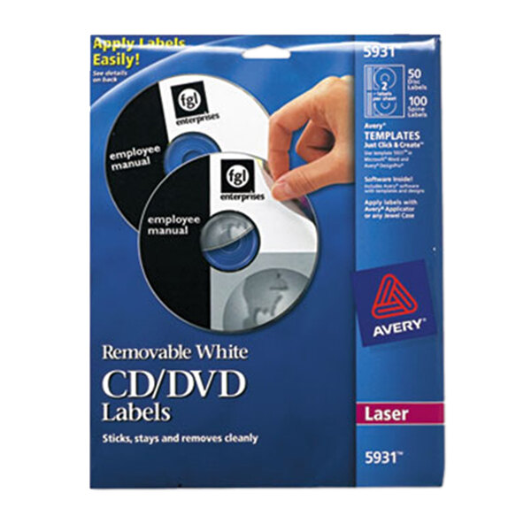 Avery® 5931 Matte White CD / DVD Labels - 50/Pack