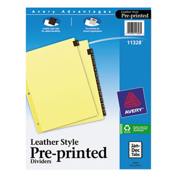 Avery® 11328 Pre-Printed Red Leather 12-Tab Dividers