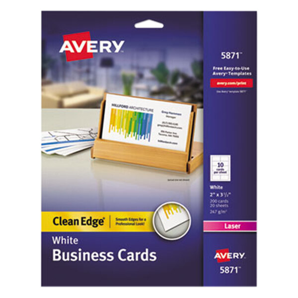 Avery® 5871 2" x 3 1/2" Uncoated White Clean Edge Business Cards - 200/Pack