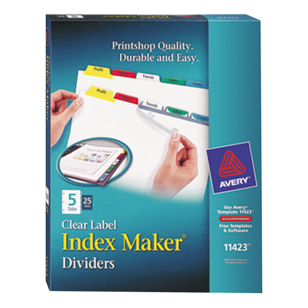 Avery® 11423 Index Maker 5-Tab Multi-Color Divider Set with Clear Label Strip - 25/Pack