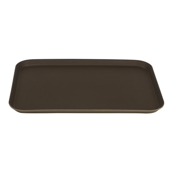 A rectangular brown Cambro Treadlite fiberglass tray.