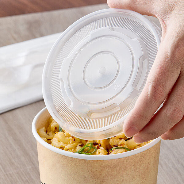 Choice 32 oz. Clear Plastic Soup / Hot & Cold Food Cup Vented Lid   - 50/Pack