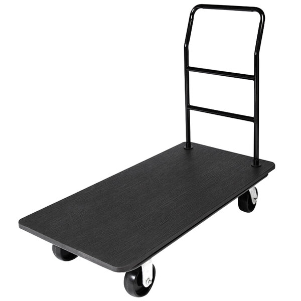 A black CSL general purpose utility cart with wheels and a handle.