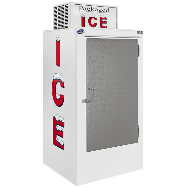 Leer 30CS 36" Outdoor Cold Wall Ice Merchandiser with Straight Front and Stainless Steel Door