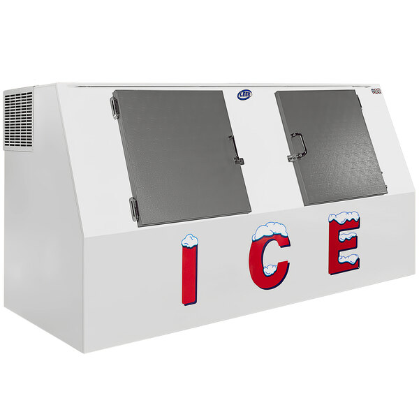 Leer LP612C 94" Outdoor Cold Wall Ice Merchandiser with Slanted Front and Galvanized Steel Doors