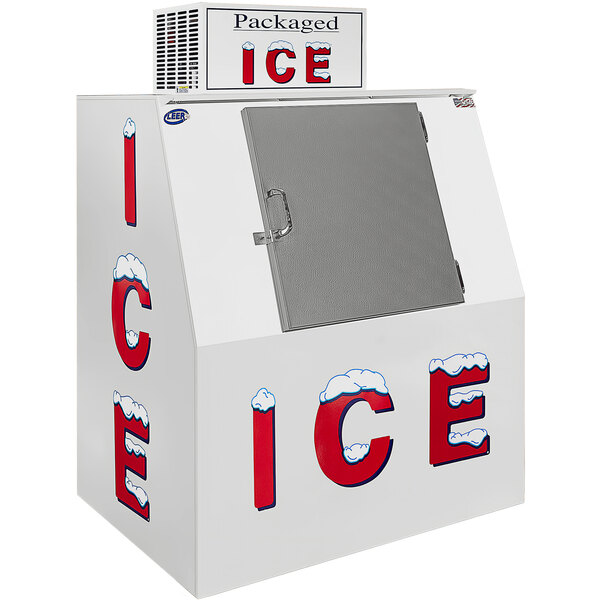 Leer 40ASL 51" Outdoor Auto Defrost Ice Merchandiser with Slanted Front and Galvanized Steel Door