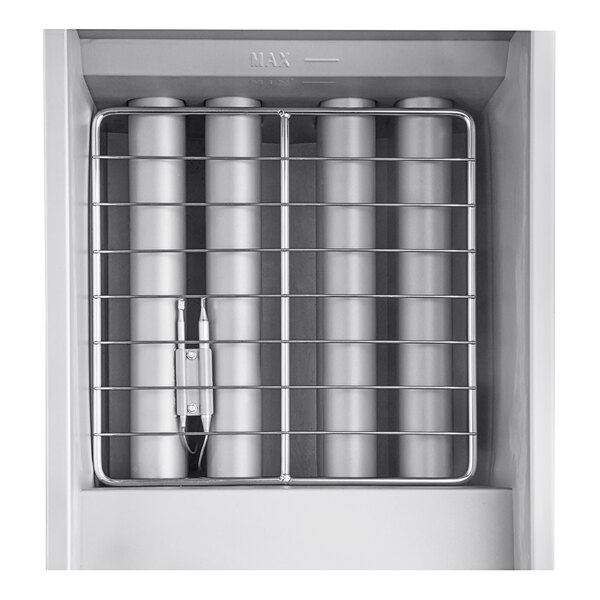 An Avantco stainless steel floor gas fryer.