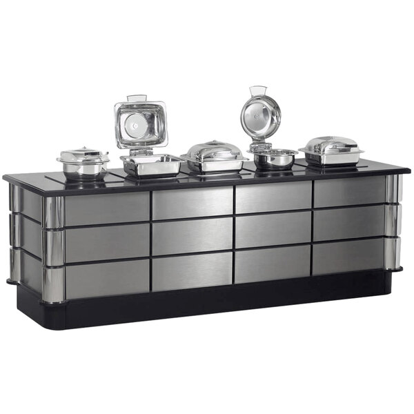 Bon Chef 50158 96" x 30" x 34" Stainless Steel Contemporary Buffet with 5 Induction Ranges - 110V