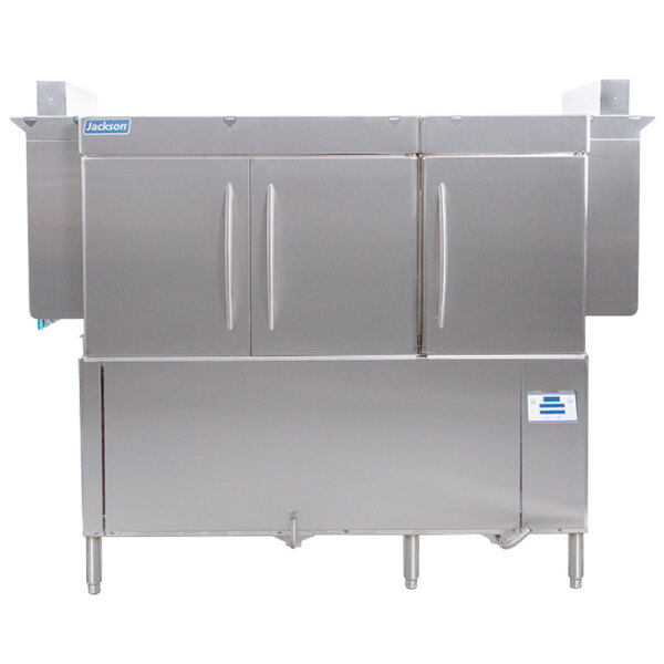 A large stainless steel cabinet with a long handle.