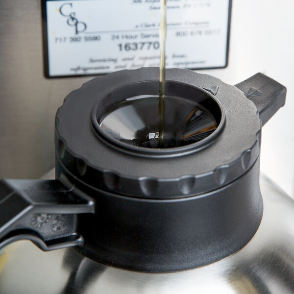 Choice 64 oz. 7" x 6 3/8" Insulated Thermal Coffee Carafe / Server Black Brew Thru Lid