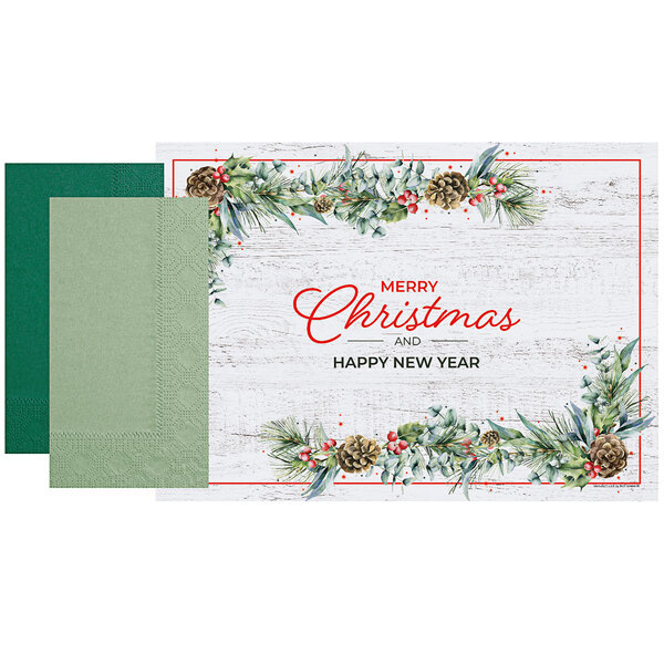 Hoffmaster 856795 10" x 14" Holiday Placemat Combo Pack 250/Case