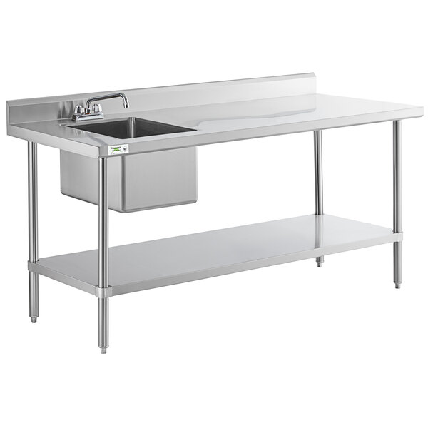 16 Gauge Stainless Steel Work Table, Food Prep Table With Sink