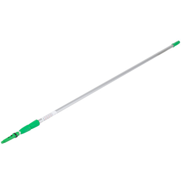 A green and silver Unger telescopic pole with a green handle.