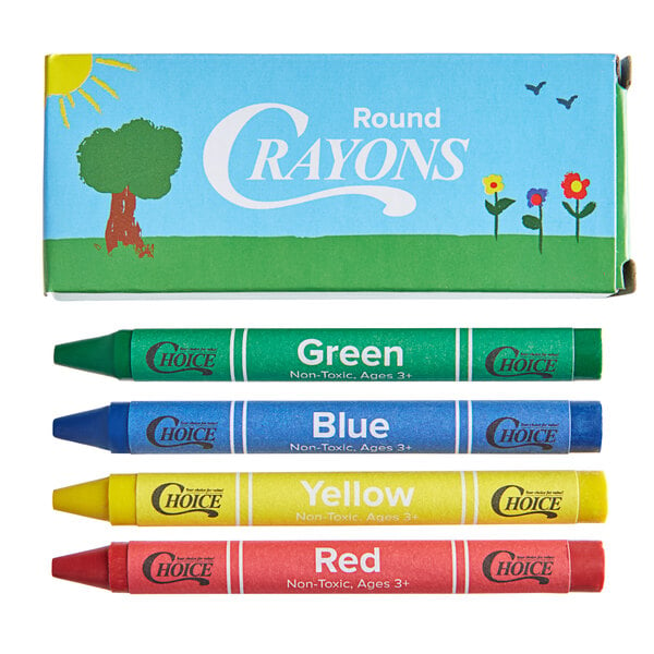 Choice 8 Assorted Colors Bulk School Crayons Pack in Print Box - 50/Case