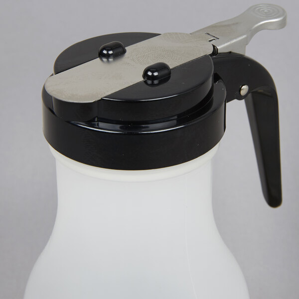 Tablecraft PP410BK 10 oz. Polypropylene Teardrop Syrup Dispenser with