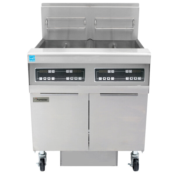 Frymaster FPPH255 Liquid Propane 100 lb. 2 Unit High-Efficiency Gas Floor Fryer System with Digital Controls - 160,000 BTU