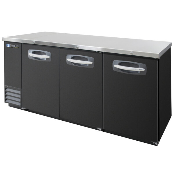 Master-Bilt MBBB79 Fusion 81" Black Solid Door Back Bar Refrigerator with LED Lighting