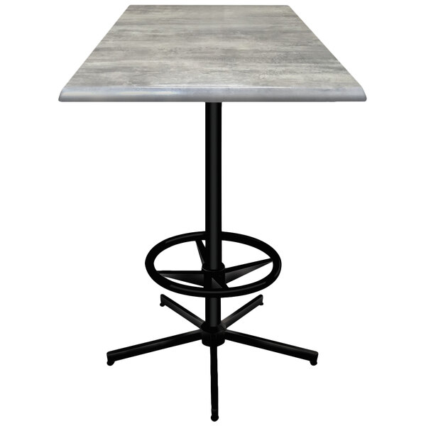 A Holland Bar Stool 36" square greystone table with a black foot rest base.
