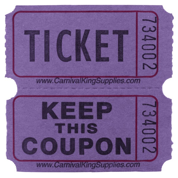 For School Carnival or Raffle Details about   Double Roll of Tickets/Coupons 