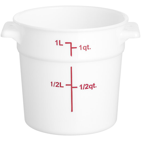 Choice 1 Qt. White Round Polypropylene Food Storage Container
