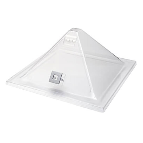A clear acrylic pyramid cover with a flip door.