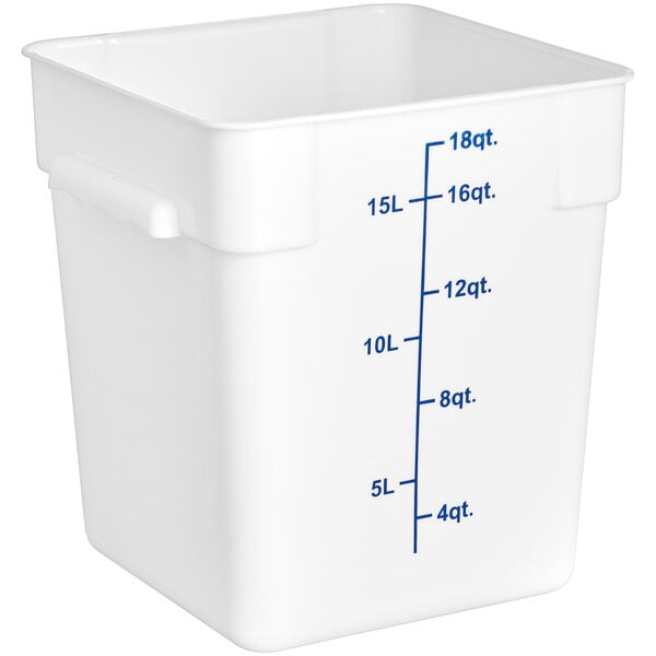 Choice 18 Qt. White Square Polypropylene Food Storage Container