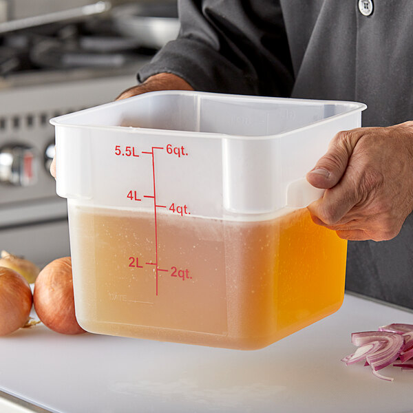 Choice 6 Qt. Translucent Square Polypropylene Food Storage Container ...