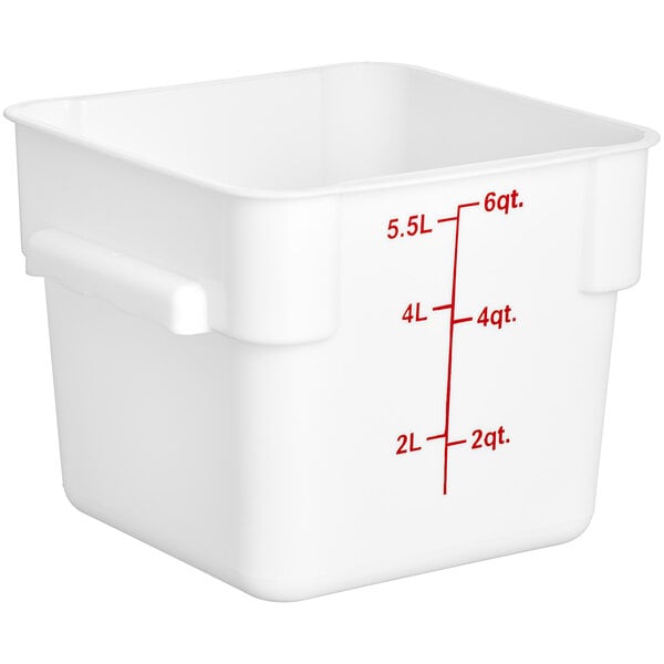 Choice 6 Qt. White Square Polypropylene Food Storage Container