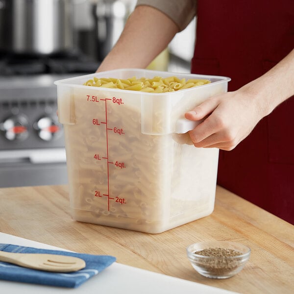 Choice 6 and 8 Qt. White Square Polypropylene Food Storage