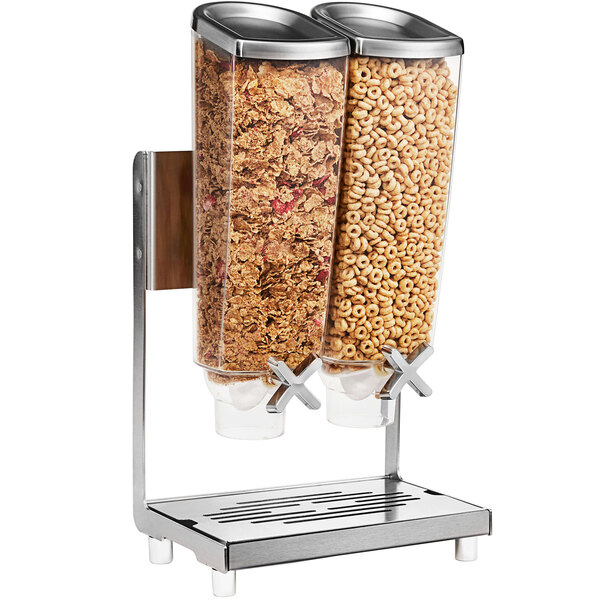 A Rosseto EZ-PRO cereal dispenser with two glass containers of cereal.