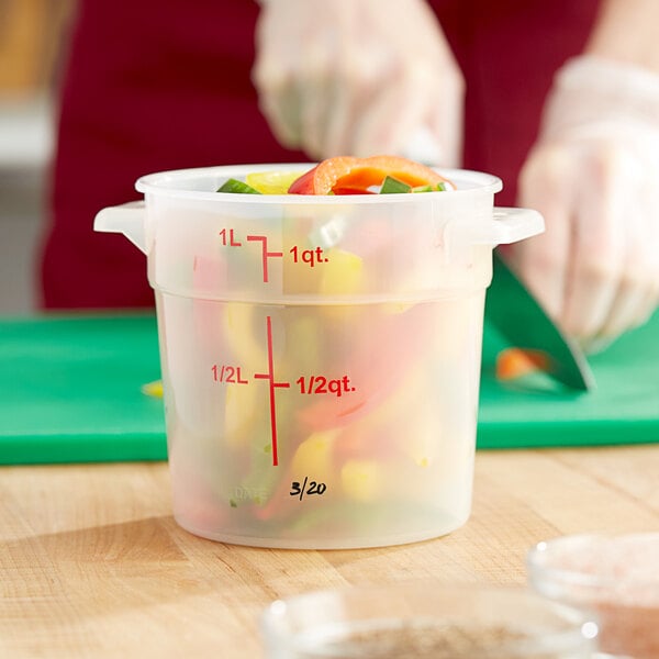 Choice 1 Qt. White Round Polypropylene Food Storage Container