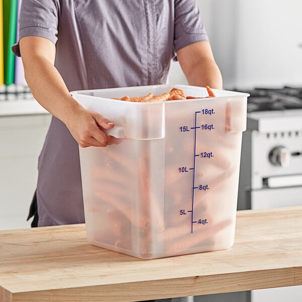 Choice 18 Qt. Translucent Square Polypropylene Food Storage Container