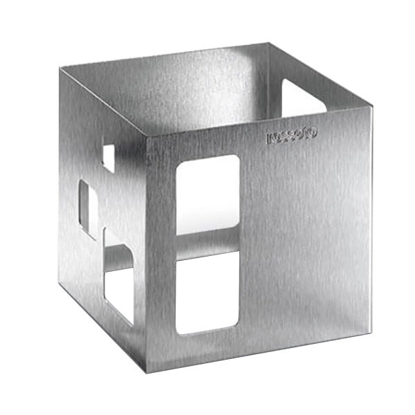 A metal square-shaped display riser with a square hole in the middle.