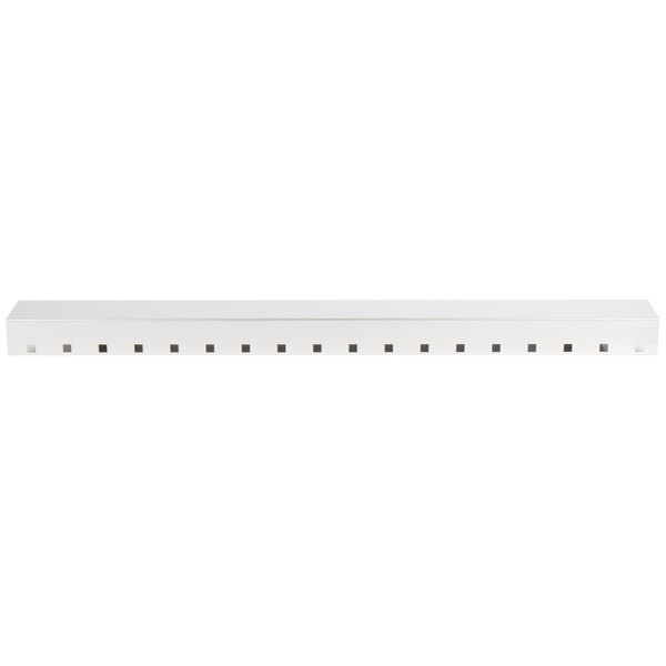 A white rectangular shelf support with black lines.